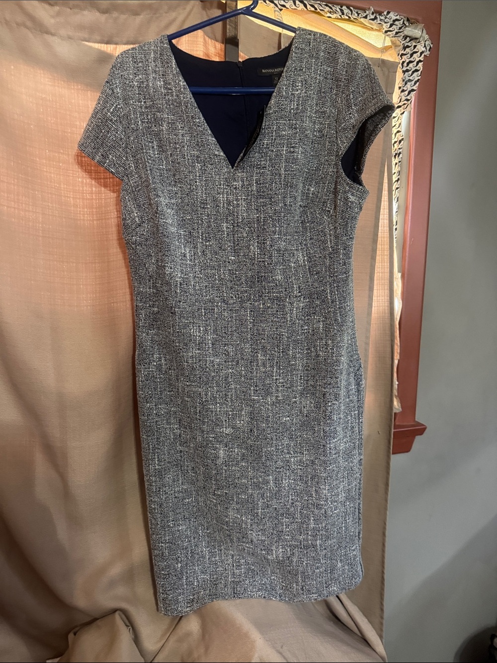 Banana Republic Gray Textured V-Neck Sheath Dress-1
